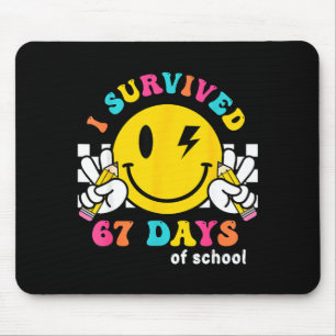 Tapis De Souris Visage Sourire J'ai Survécu 67 Jours D'école