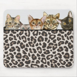 Tapis De Souris Visages de chats amusants sur Mousepad Empreinte d