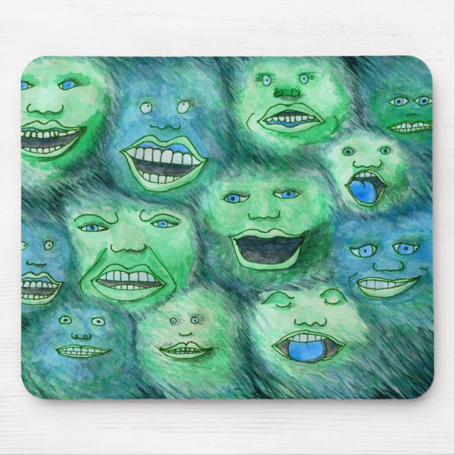 Tapis De Souris Visages drôles. Monstres de bande dessinée (Devant)
