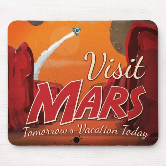 Tapis De Souris Visite du Poster vintage Mars (Devant)