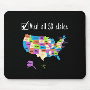 Tapis De Souris Visitez La Liste Des 50 États Cadeaux Usa Bucket L