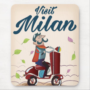 Tapis De Souris Visitez l'affiche de voyage vintage dessin animé d
