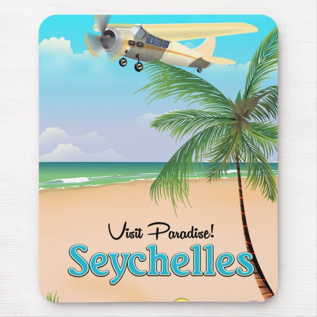 Tapis De Souris Visitez le paradis ! Affiche de voyage aux Seychel (Devant)