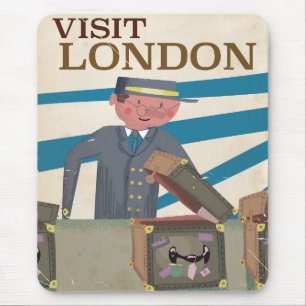 Tapis De Souris Visitez Londres vintage poster art