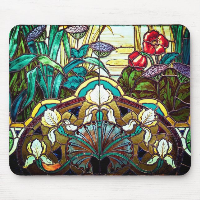 Tapis De Souris Vitrail Art nouveau floral (Devant)