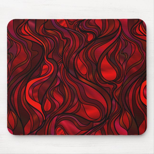 Tapis De Souris Vitrail rouge Abstrait (Devant)
