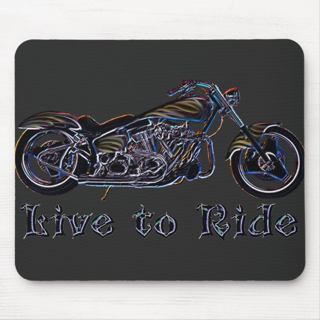 Tapis De Souris Vivez pour monter la moto au néon Mousepad (Devant)