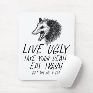 Tapis De Souris Vivez Vilain Fake Votre Mort Manger Trash Drôle Op