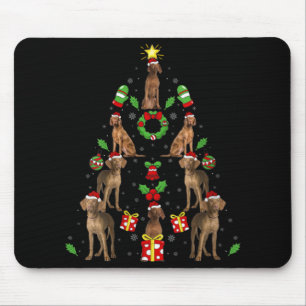 Tapis De Souris Vizsla Chien Éclairage Arbre Noël Vizsla Noël V N
