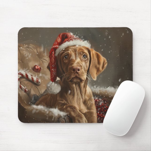 Tapis De Souris Vizsla de Noël Fête (Avec souris)