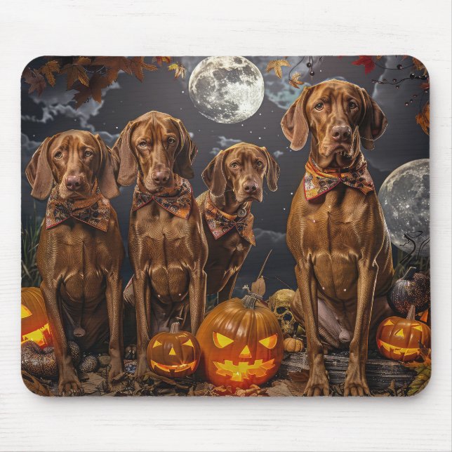 Tapis De Souris Vizsla Halloween Éffrayant (Devant)