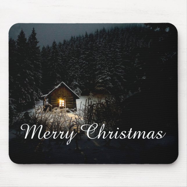 Tapis De Souris Vœux de Noël avec Maison de Sorcière (Devant)