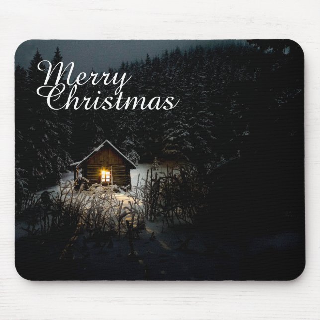 Tapis De Souris Vœux de Noël avec Maison de Sorcière (Devant)