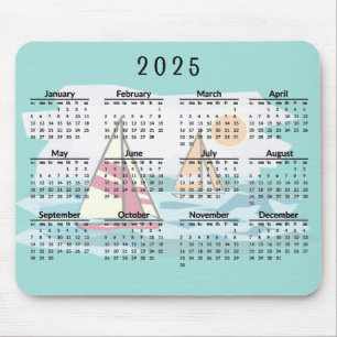 Tapis De Souris Voilier Bateaux de Voile Design 2025 Calendrier So