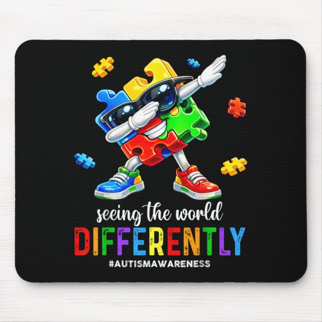 Tapis De Souris Voir le monde différemment Autisme Sensibilisation (Devant)