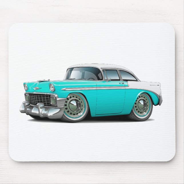Tapis De Souris Voiture 1956 Turquoise-Blanche de Chevy Belair (Devant)