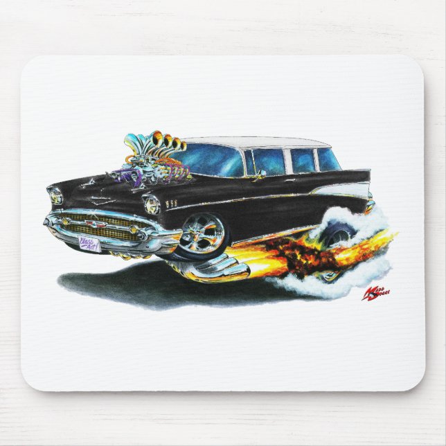 Tapis De Souris Voiture 1957 de noir de nomade de Chevy (Devant)