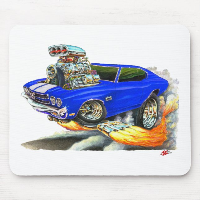 Tapis De Souris Voiture 1970 Bleu-Blanche de Chevelle (Devant)