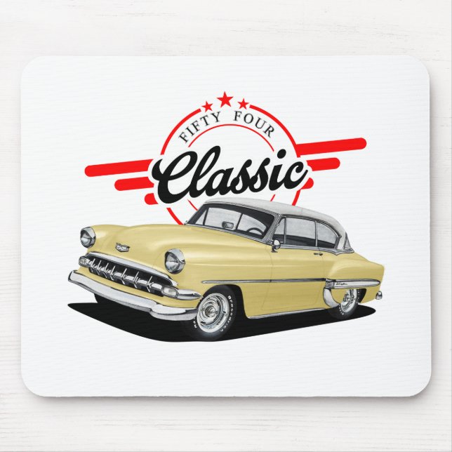 Tapis De Souris Voiture classique jaune (Devant)