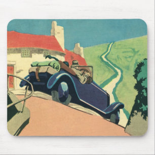 Tapis De Souris Voiture convertible vintage voyage dans le pays