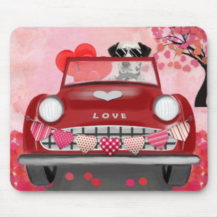 Tapis De Souris Voiture de conduite de chien dalmate avec les coeu