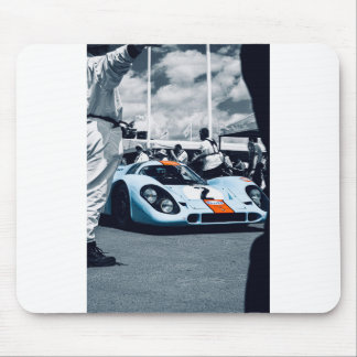 Tapis De Souris Voiture de course bleue et orange