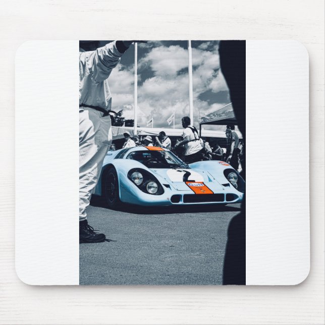 Tapis De Souris Voiture de course bleue et orange (Devant)