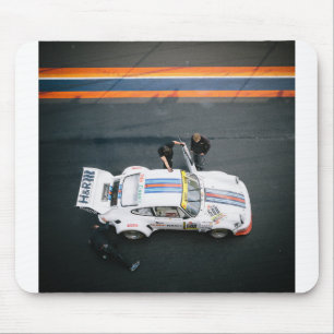 Tapis De Souris Voiture de course classique blanche