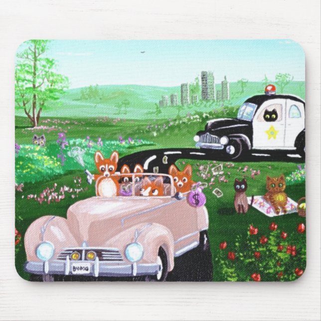 Tapis De Souris Voiture de police drôle de cannette de fil de (Devant)