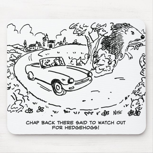 Tapis De Souris Voiture de sport en campagne avec Hérisson (Devant)