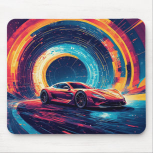 Tapis De Souris Voiture de sport vibrante dans un art abstrait dyn