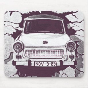 Tapis De Souris Voiture de Trabant, noir et blanc, mur de Berlin