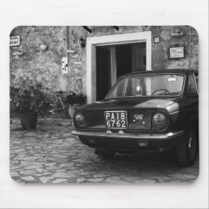 Tapis De Souris Voiture FIAT vintage en Italie en monochrome