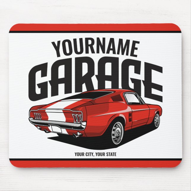 Tapis De Souris Voiture Muscle Personnalisée 1967 Garage Fastback  (Devant)