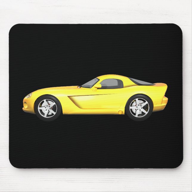 Tapis De Souris Voiture Muscle Viper À Haut Dur : Finition Jaune : (Devant)
