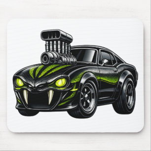 Tapis De Souris Voiture musculaire à œil de serpent suralimentée 