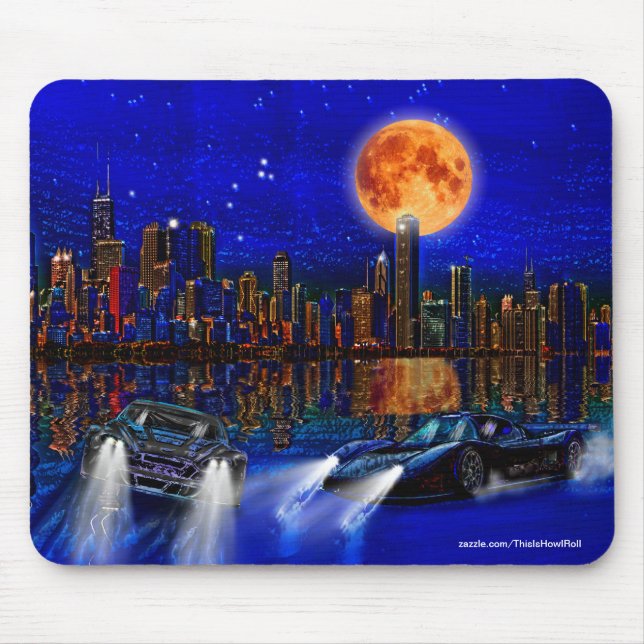 Tapis De Souris Voitures Skyline et Street-Racing de Chicago (Devant)