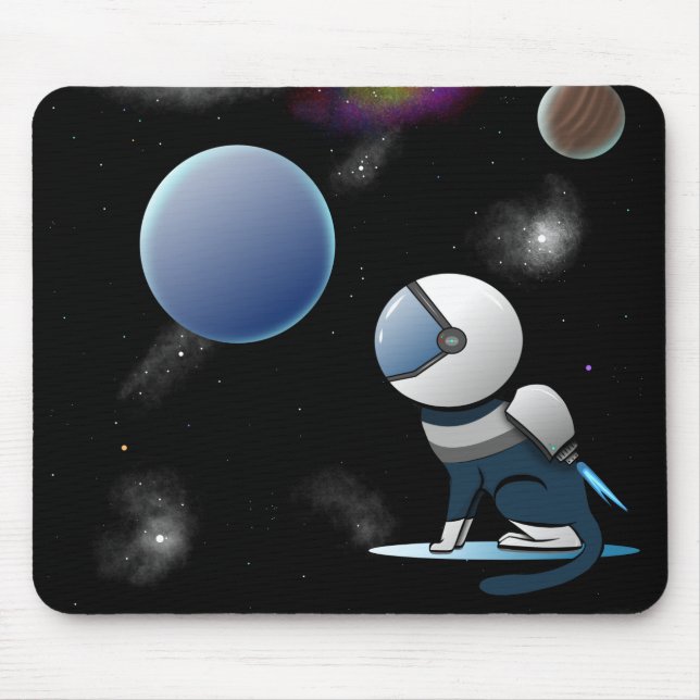 Tapis De Souris Vol d'astronaute de chats spatiaux (Devant)