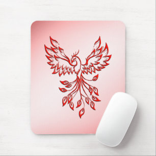 Tapis De Souris Vol d'un Phoenix rouge sur rose