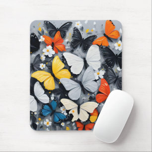 Tapis De Souris "Vol dynamique : Papillons multicolores acryliques