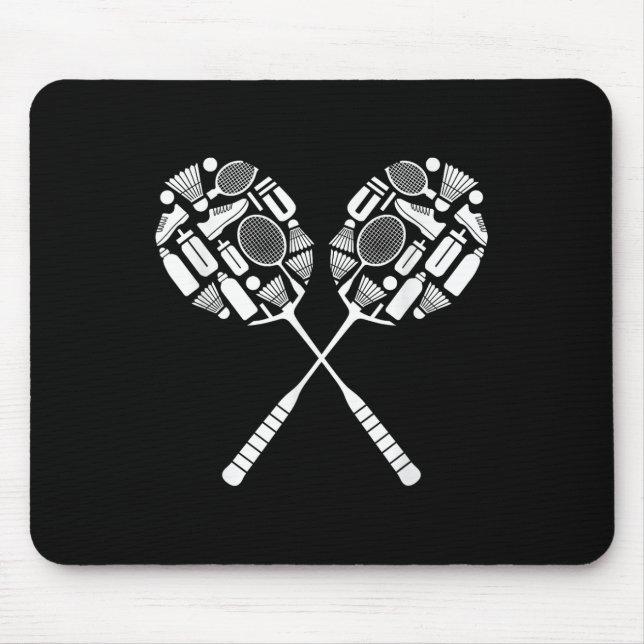 Tapis De Souris Volant de badminton Racket Équipement Icon Silhoue (Devant)