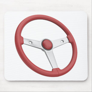 Tapis De Souris Volant de direction de voiture vintage en cuir rou