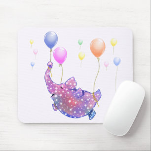 Tapis De Souris Voler éléphant avec des ballons colorés Souris