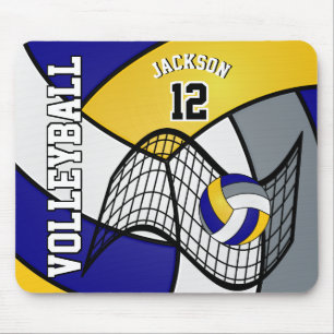 Tapis De Souris Volley-ball 🏐 sport en bleu, blanc, jaune, gray