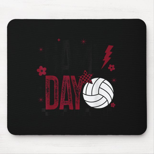 Tapis De Souris Volleyball Game Day Retro Girls Volleyball Mom Mar (Devant)