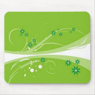 Tapis De Souris Volutes � fleurs sur motif vert -