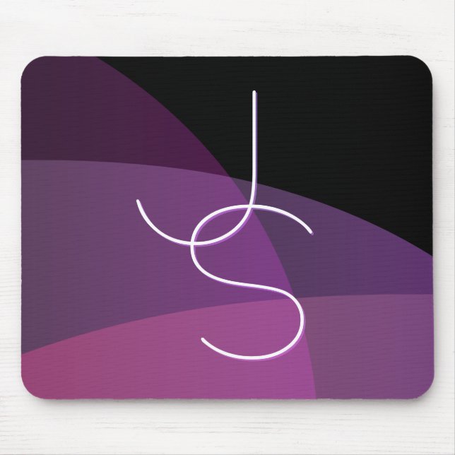 Tapis De Souris Vos initiales superposées | Moderne violet et rose (Devant)