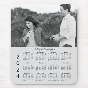 Tapis De Souris Vos noms de photos Calendrier personnalisé Grey 20