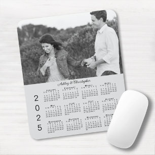 Tapis De Souris Vos noms de photos Calendrier personnalisé Grey 20