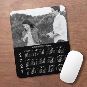 Tapis De Souris Votre calendrier personnalisé 2027 noir avec noms 